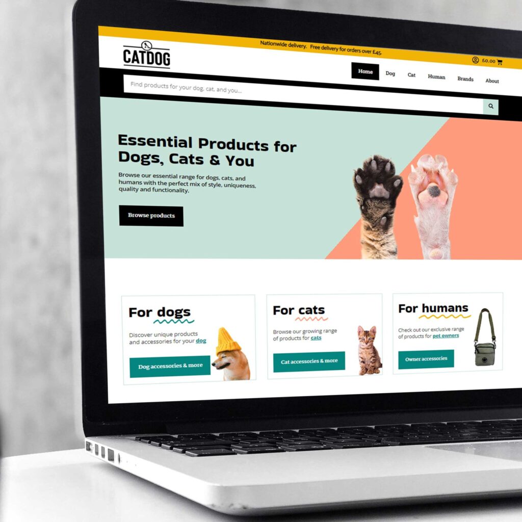 Website design for online pet supplier, CatDog